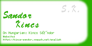 sandor kincs business card